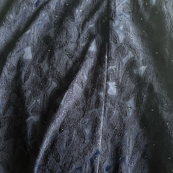 ENGAGEMENT PROM GOWN COUTURE MERMAID W/ ATTACHED SKIRT NAVY BLUE OFF SHOULDER - Picture 9 of 10